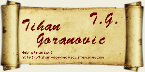 Tihan Goranović vizit kartica